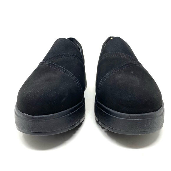 Clarks Loriini West Slip-On Wedge Shoes Wide Black Nubuck Comfort NIB - Picture 3 of 8